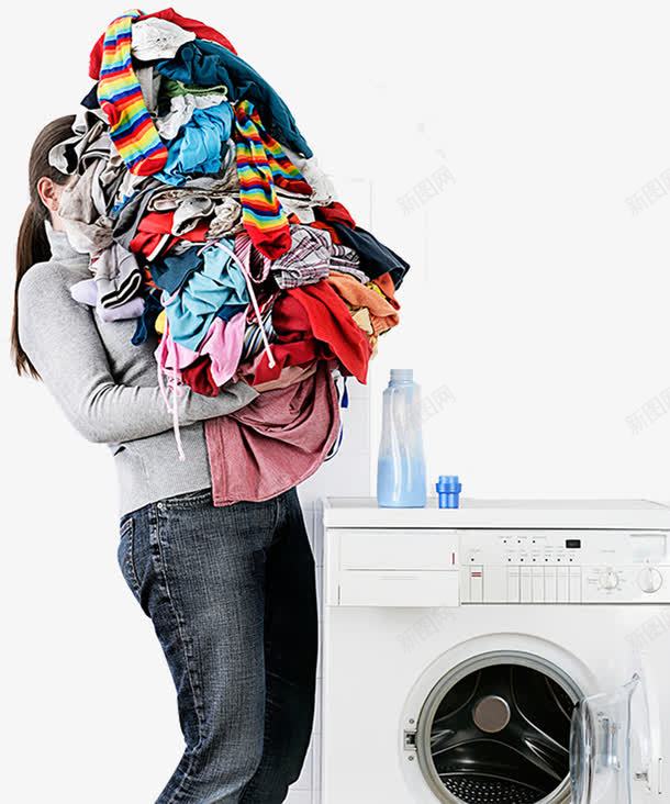 洗衣服psd免抠素材_88icon https://88icon.com 围裙衣服 堆积如山 妇女洗衣机 家务 家政服务 忙碌的女人 洗衣机