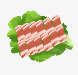 手绘菜谱手绘卡通涮火锅羊肉卷食材高清图片