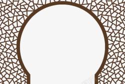 棕色中式镂空圆形窗中式镂空拱门高清图片