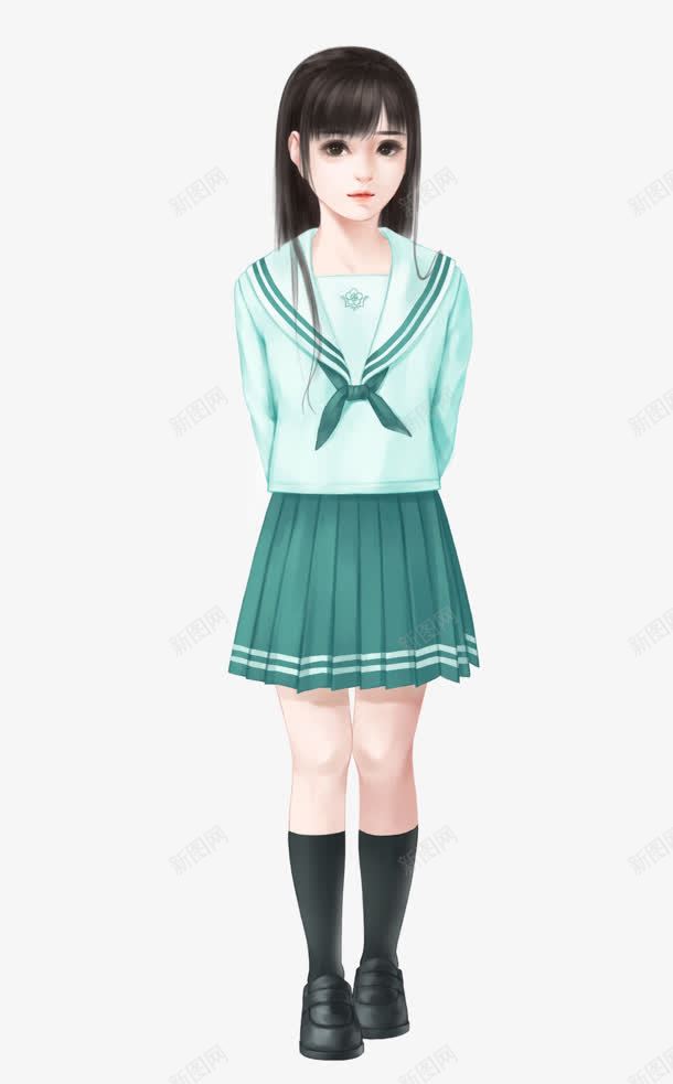 绿色学生服女孩png免抠素材_88icon https://88icon.com 女孩 学生 绿色