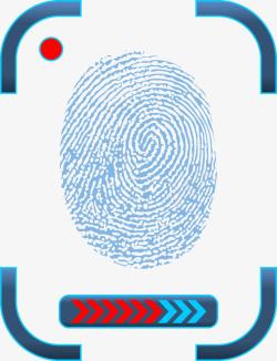 蓝色指纹加密扫描矢量图素材