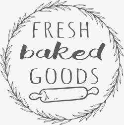烘焙室logo手绘黑白风格面包店LOGO图标高清图片