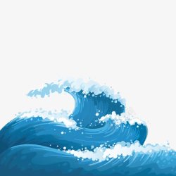 手绘海浪素材蓝色波涛矢量图高清图片