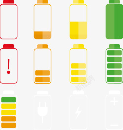 不同的电池电量展示矢量图素材