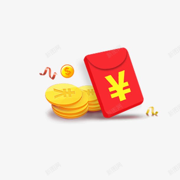 漂浮红包png免抠素材_88icon https://88icon.com 喜庆 简约 红色 钱币