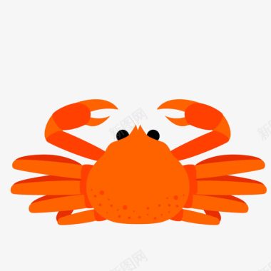 海鲜水产螃蟹矢量图手绘红色卡通螃蟹图标图标