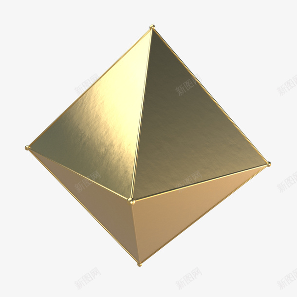 尖尖的多边形立体几何png免抠素材_88icon https://88icon.com 3D几何 个性 创意 创新 反光 多边形 点线结构 立体 金色