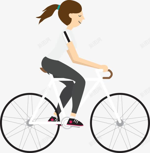 女孩骑自行车png免抠素材_88icon https://88icon.com 低碳环保 共享单车 女孩女生 绿色出行 脚踏车 骑行者 骑车