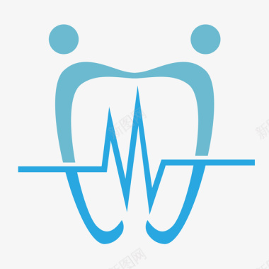 牙科用品蓝色心电图牙齿标志矢量图图标图标