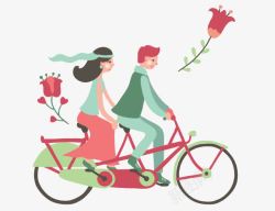 卡通双人盖被花朵自行车高清图片