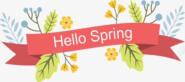红色彩带你好春天矢量图ai免抠素材_88icon https://88icon.com hellospring 你好春天 春叶 春天 矢量png 红色彩带 矢量图