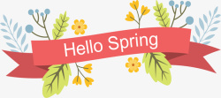 hellospring红色彩带你好春天矢量图高清图片