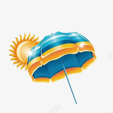 夏日海边手绘图太阳伞图标图标