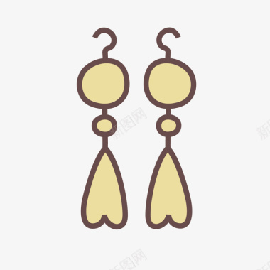 黄色系和灰色系黄色的可爱婚礼耳环图标图标
