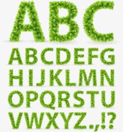 绿色树叶草英文字母素材