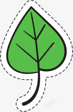 绿色植物树叶纹理卡通贴纸素材