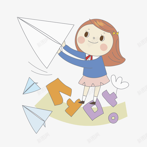 放飞机的女孩png免抠素材_88icon https://88icon.com 卡通 同学 女孩 学生 孩子 手绘 纸飞机 韩文
