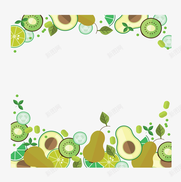 绿色夏季水果边框png免抠素材_88icon https://88icon.com 健康水果 夏季 夏季水果 水果 水果边框 矢量png