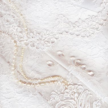 珍珠项链与婚纱背景背景