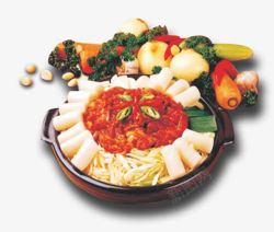 锅韩璺戦瀷食物年糕蔬菜韩国美食高清图片