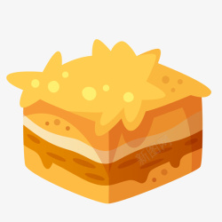 扁平美食一个扁平化的方形海绵蛋糕矢量图高清图片