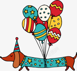 卡通彩色气球和狗狗矢量图素材