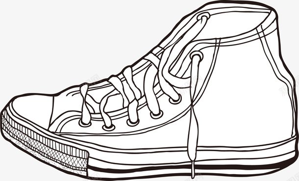 学生帆布鞋素描画png免抠素材_88icon https://88icon.com 卡通 学生鞋 帆布鞋 简图 系带 素描画 鞋带