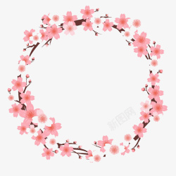 设计文稿剪纸文化的樱花花环高清图片