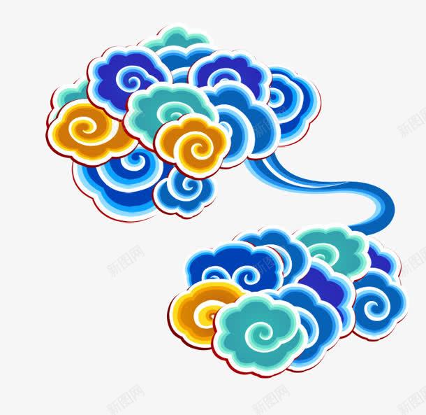 彩色手绘巨幅祥云图案png免抠素材_88icon https://88icon.com 图案 巨幅 彩色 祥云