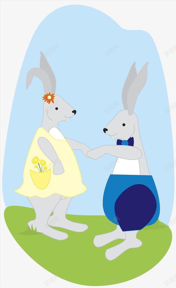 兔子的友谊png免抠素材_88icon https://88icon.com 两只兔子 兔先生 卡通手绘 小动物 平面 握手 礼貌礼仪 长耳朵