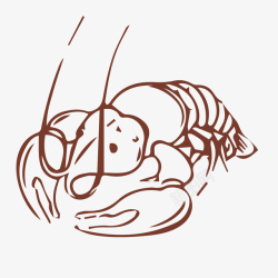 虾子设计手绘小龙虾简笔画矢量图高清图片