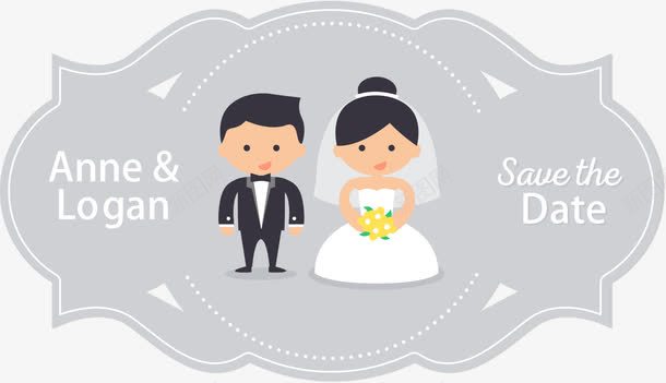 结婚素材新郎新娘结婚水牌矢量图图标图标