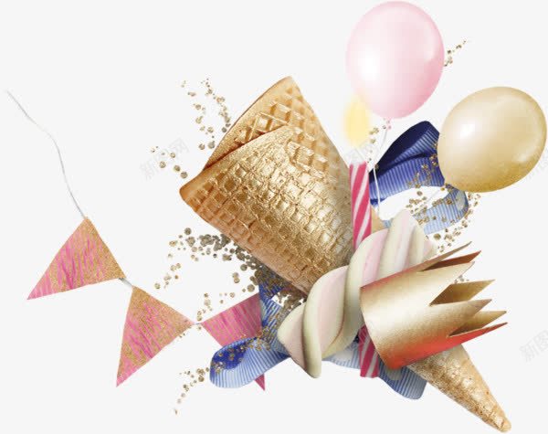 生日派对装饰图案png免抠素材_88icon https://88icon.com 三角旗 棉花糖 气球 甜筒 生日派对 皇冠 蜡烛