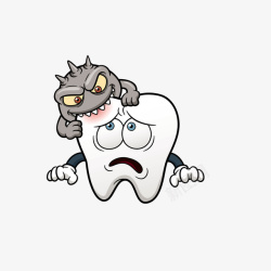 卡通被细菌啃食的牙齿素材
