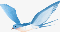 蓝色飞翔水彩燕子素材