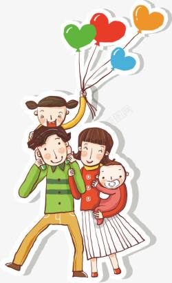 开心气球卡通快乐家人高清图片