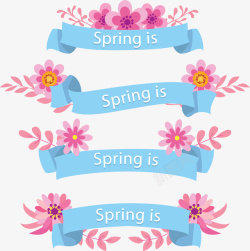 春天的色彩蓝色彩带春天横幅高清图片