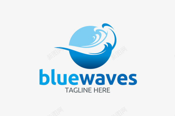 设计感淡蓝色海洋logo矢量图图标图标