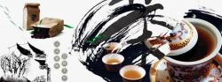 水黑画中国茶文化展板高清图片