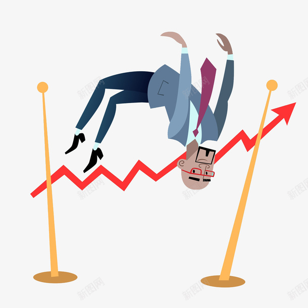 卡通翻越的男人图png免抠素材_88icon https://88icon.com 上班族 卡通 商务 帅气的 男人 白领 箭头 翻越 西装 跳高