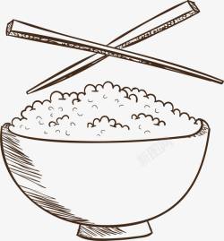 米饭筷子元素素材