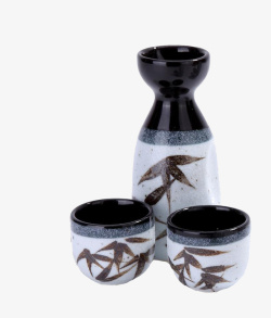 黑色图案日本折扇日本酒杯高清图片