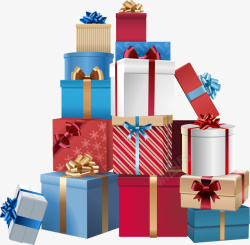 新年礼盒堆矢量手绘礼物堆积的小山矢量图高清图片
