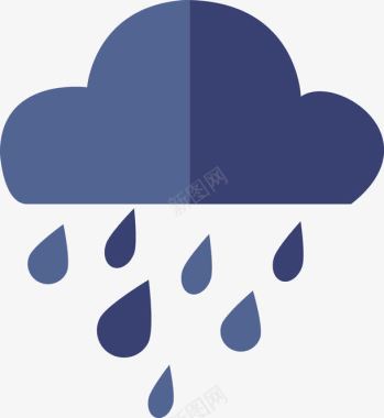 恶劣的天气扁平化蓝色雨水图标图标