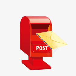 红色邮箱和信件卡通图素材