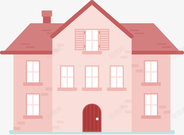 粉色的小房子png免抠素材_88icon https://88icon.com 创意 可爱 幸福 抽象 温暖 烟囱 门窗