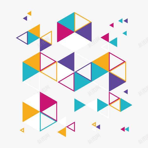 彩色几何图案png免抠素材_88icon https://88icon.com 三角形 几何 创意 彩色 手绘 散布 线稿 锥形
