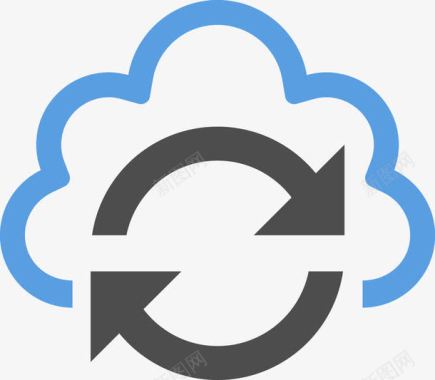 灰色服务器蓝色云端图标图标