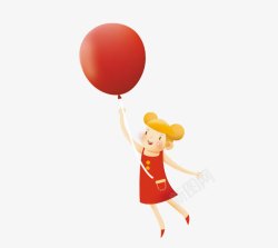 气球组牵着红色气球的红衣女生高清图片