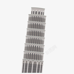 旅游文化之意大利文化一座扁平化的比萨斜塔矢量图高清图片